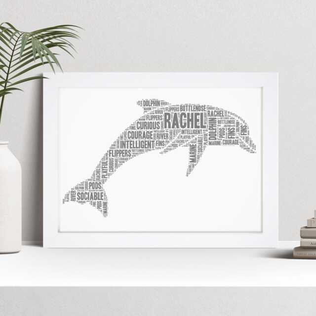 Personalised Dolphin Word Art Print - Custom Name Gift - image 1