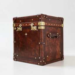 Leather Campaign Chest - Reclaimed Hide Handmade in England Brass Fittings Matching Pair - thumbnail 3