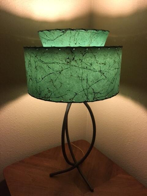 Mid Century Vintage Style Tapered 2 Tier Fiberglass Lamp Shade Modern Atomic Alpine Green - image 1