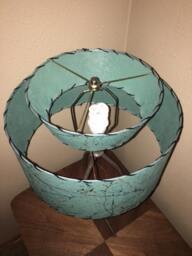 Mid Century Vintage Style Tapered 2 Tier Fiberglass Lamp Shade Modern Atomic Alpine Green - thumbnail 2