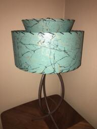 Mid Century Vintage Style Tapered 2 Tier Fiberglass Lamp Shade Modern Atomic Alpine Green - thumbnail 3