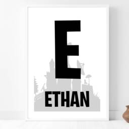 Gaming Room Black & Grey Initial Name - Personalised Print Custom Boys Girls Decor Gift Bespoke A5 A4 A3 Framed - thumbnail 2