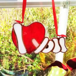 I Love You Stained Glass Suncather Decoration Valentines Day Glass, Ornament, Window Decoration, Wall Hanging, Home Decor Gift - thumbnail 3