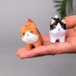 Hand-Carved Wooden Cats - Personalized Gift For Cat Lovers
