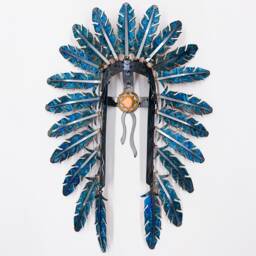 Native Headdress - Torch Cut Copper On Steel Wall Hanging