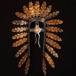 Native Headdress - Torch Cut Copper On Steel Wall Hanging - thumbnail 2