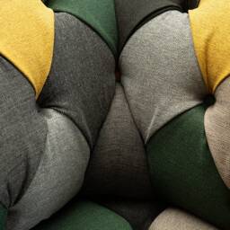 Unique British Handmade 3 Seater Herringbone Wool Patchwork Chesterfield Sofa - Green, Mustard, Grey - thumbnail 4
