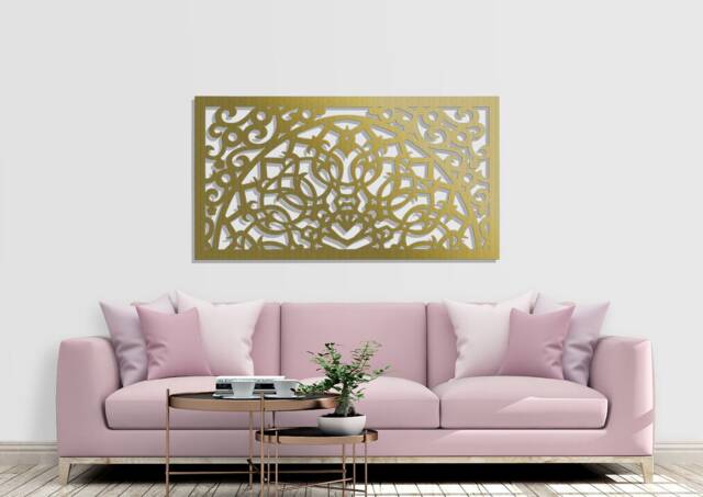 3D Stylish Wood Wall Art Decor, Moroccan Style, Openwork Ornament Picture, Living Room, Decorative Wooden Arabic Panel - image 1