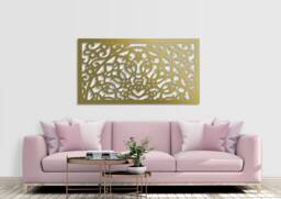 3D Stylish Wood Wall Art Decor, Moroccan Style, Openwork Ornament Picture, Living Room, Decorative Wooden Arabic Panel - thumbnail 1