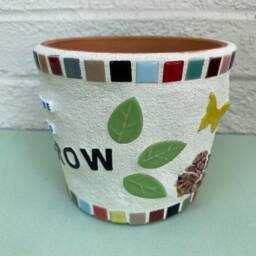 "Mosaic Terracotta Flower Pot ""Time To Grow" - thumbnail 3