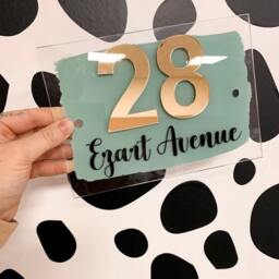 Hand Painted House Door Sign - Personalised Scripted Acrylic Mirror Numbers - thumbnail 3