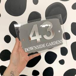 Hand Painted House Door Sign - Personalised Scripted Acrylic Mirror Numbers - thumbnail 2
