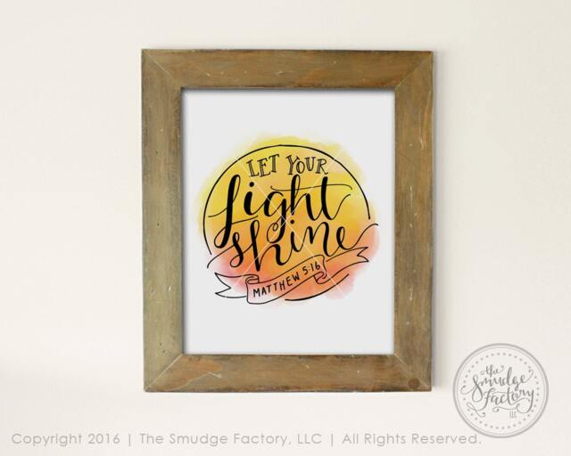 Let Your Light Shine Printable File, Matthew 516 Diy Print, Hand Lettered Bible Verse Wall Art Instant Download, Original Stencil - image 1