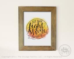 Let Your Light Shine Printable File, Matthew 516 Diy Print, Hand Lettered Bible Verse Wall Art Instant Download, Original Stencil - thumbnail 1