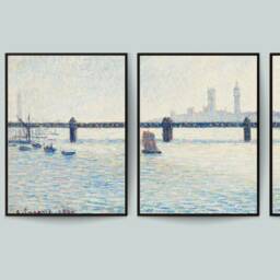 London Landscape Art, 4 Set Charing Cross Bridge 19Th Century, Natural Prints, Classic Fine Home Decor, Water Art Print Poster - thumbnail 2