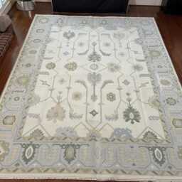 Handmade Pure Wool Oushak Rug, Large Area Grey Minimalist Decor Carpet - thumbnail 4