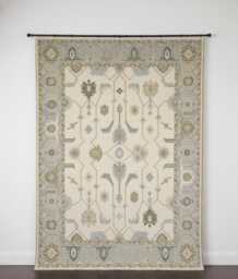 Handmade Pure Wool Oushak Rug, Large Area Grey Minimalist Decor Carpet - thumbnail 1