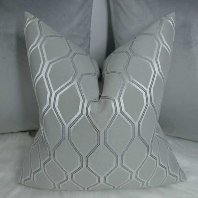 Albany John Lewis Cushion Cover Luxury Geometric Design For Sofa Or Bed - Silver Pillow Cover, Modern Throw Case - image 1