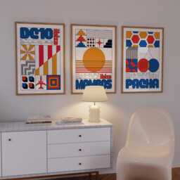 Ibiza Club Print Bundle - 3 Posters Wall Art Geometric Funky Dj Clubbing Patterned Bauhaus House Music -Gallery - thumbnail 3
