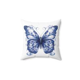 "Butterfly Faux Suede Square Pillow, 14"" X 14" - thumbnail 2