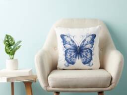 "Butterfly Faux Suede Square Pillow, 14"" X 14" - thumbnail 1