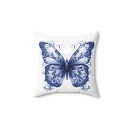 "Butterfly Faux Suede Square Pillow, 14"" X 14" - thumbnail 4