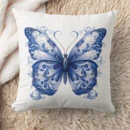 "Butterfly Faux Suede Square Pillow, 14"" X 14" - thumbnail 3