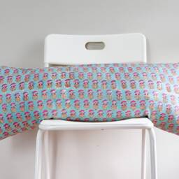 Floral Lumbar Pillow Cover Indian Block Print, Natural Dyed Batik - thumbnail 2
