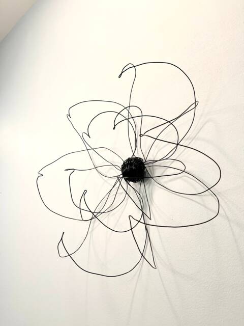 Home Decor. Wall Hanging. One Flower. Black. Wire Art. Interior Design. Unique Bedroom 100% Handmade. 3D - image 1
