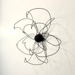 Home Decor. Wall Hanging. One Flower. Black. Wire Art. Interior Design. Unique Bedroom 100% Handmade. 3D - thumbnail 3