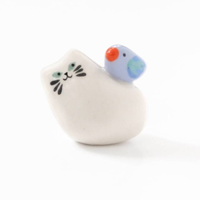 Hummingbird Cat/Ceramic Sculpture - image 1