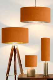 New Handmade By Order Pumpkin Orange Velvet Drum Lamp Shade & Pendant Light Suitable For Both Table Ceilings All Shapes Availabl - thumbnail 1