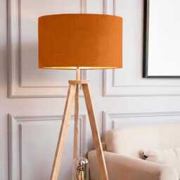 New Handmade By Order Pumpkin Orange Velvet Drum Lamp Shade & Pendant Light Suitable For Both Table Ceilings All Shapes Availabl - thumbnail 2