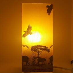 Decoupaged Africa Sunset Table Lamp Frosted Glass Home Decor - thumbnail 3