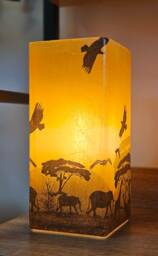 Decoupaged Africa Sunset Table Lamp Frosted Glass Home Decor