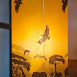 Decoupaged Africa Sunset Table Lamp Frosted Glass Home Decor - thumbnail 2
