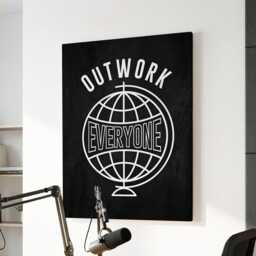 Outwork Everyone Globe Hustle Quote Motivational Inspirational, Framed Canvas Wall Art Poster Print, Home Office & Room Decor, Gift Idea - thumbnail 1