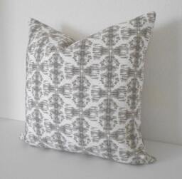 Both Sides, Gray & White Ikat Nobu Decorative Pillow Cover - thumbnail 1