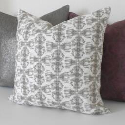 Both Sides, Gray & White Ikat Nobu Decorative Pillow Cover - thumbnail 2