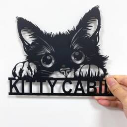 Cat Metal Sign, Personalised Peeking Wall Art With Name, Custom Pet Lover Gift, Garden Decor, Loss Remembrance Sign - thumbnail 2