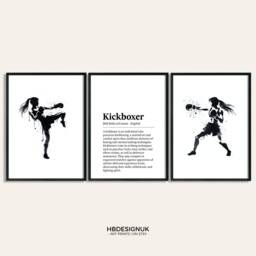 Kickboxer Definition Poster Set - 3 Kickboxing Prints - Women's Boxing Girl Sport Wall Art Home Gym Decor Instructor Teacher Gift - thumbnail 2