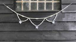 Bead Swag Garland-Natural & Grey, Star Bunting, Wall Decor, Man Cave, She Shed, Blue, White Hand Painted, Can Be Customised - thumbnail 1