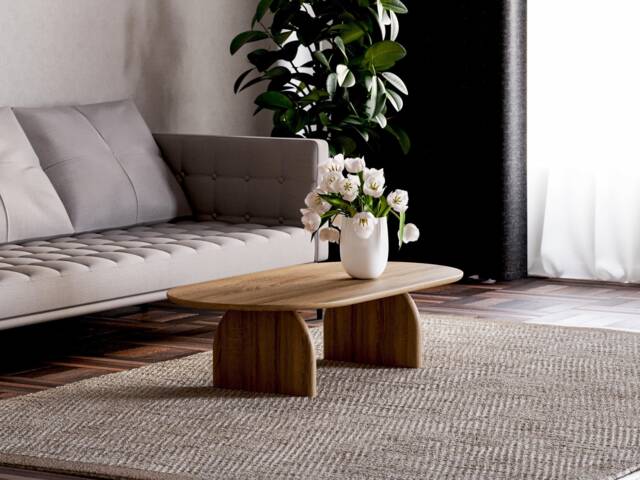 Unique Coffee Table - Modern Oak Coffee Table Scandi Original -Wooden Living Room - image 1
