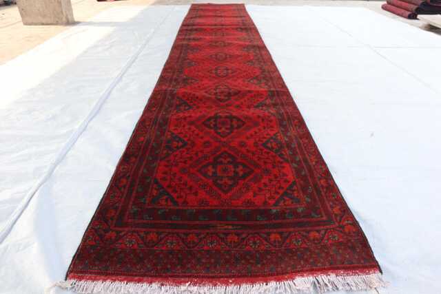 2'7x16'2 Afghan Tribal Handmade Runner Rug, Antique Collector Piece Rug, Khal Muhammedi High Pile Kitchen Rug - image 1