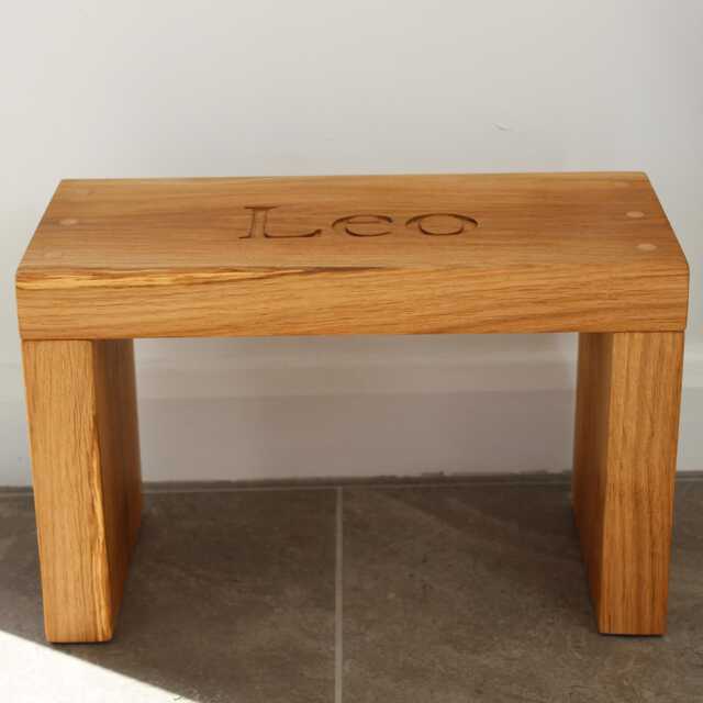 Engraved Oak Children's Step Stool Custom Wooden Kitchen - image 1