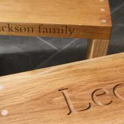 Engraved Oak Children's Step Stool Custom Wooden Kitchen - thumbnail 2