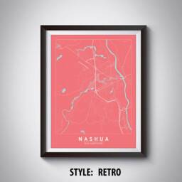 Nashua, Nh Map Poster Vintage Style Office Wall Art - thumbnail 4