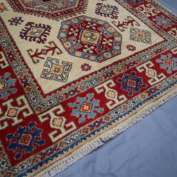 4x6 Beige Kazak Rug - Tribal Afghan Hand Knotted Natural Dyes Wool Geometric Rugs For Living Room Bedroom Carpet Oriental Area - thumbnail 3