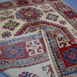 4x6 Beige Kazak Rug - Tribal Afghan Hand Knotted Natural Dyes Wool Geometric Rugs For Living Room Bedroom Carpet Oriental Area - thumbnail 4