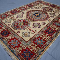 4x6 Beige Kazak Rug - Tribal Afghan Hand Knotted Natural Dyes Wool Geometric Rugs For Living Room Bedroom Carpet Oriental Area - thumbnail 2